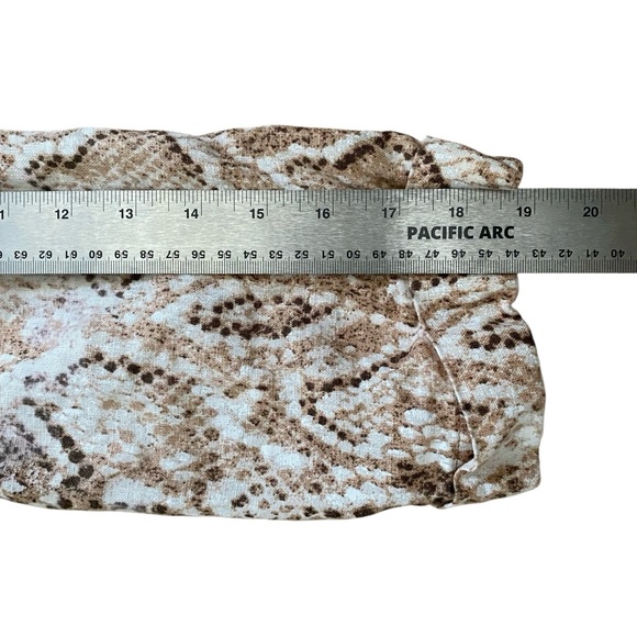 JM Collection‎ Tan Brown 100% Linen Snake Print Lightweight Button Shirt Size 16 - Picture 7 of 9